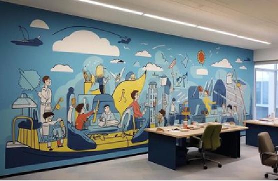 华安办公室墙绘的特点。